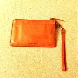 Lucky Brend camel leather wristlet, wallet